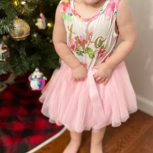 Toddler Girl Second Birthday Sleeveless Floral Tutu Dress